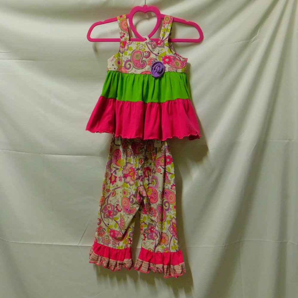 5/$30.00 Cheeky Banana 2 pc. crop pant & ruffle top set